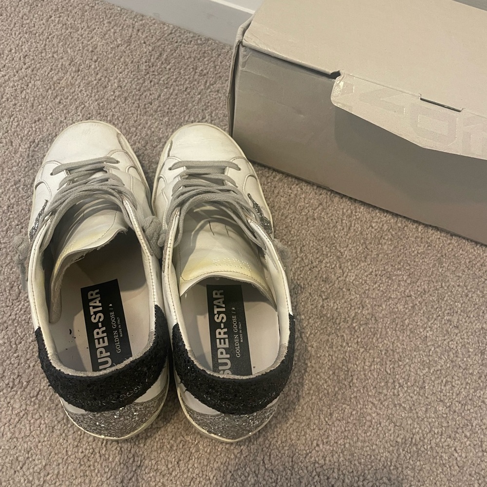 Golden Goose White Sneakers with Silver Star - Picture 11 of 14